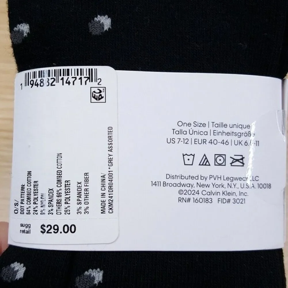 CALVIN KLEIN Crew Dress Socks Mens 4-Pack Gray Black Cotton Blend Logo